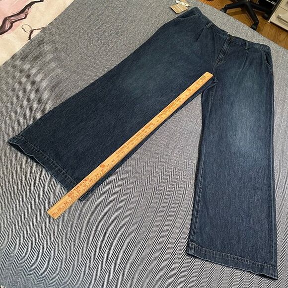 Madewell The Harlow Wide Leg Jean Trouser Airy Denim Fieldale Dark Wash 33 Tall - Picture 7 of 11